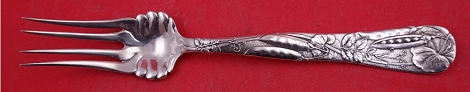 Cold Meat Fork w/ peapod motif  8 3/4